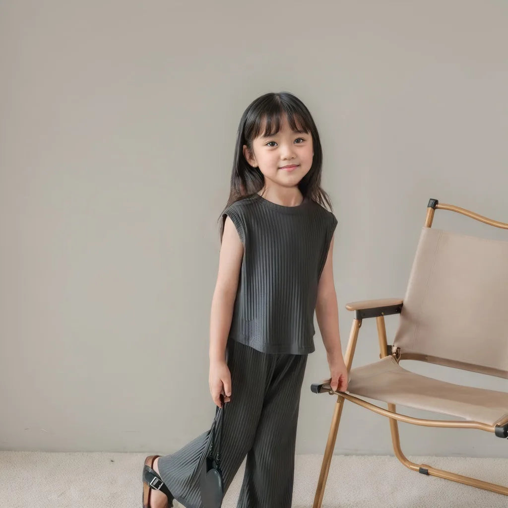 Zomerset voor Meisjes β Mouwloze Top & Losse Broek in Effen Kleur (7-13 jaar)