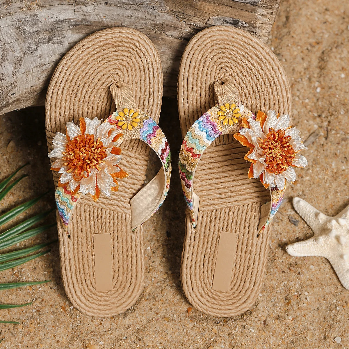 Dames Zomerse Flipflops met Zonnebloem β Comfortabele Anti-Slip Slippers met Zachte Zool