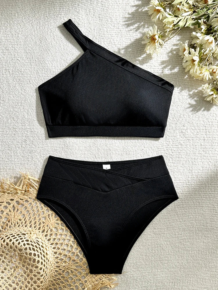 One Shoulder Bikini Set 2025 | Sexy High Waist Push-Up Swimsuit for Women Summer