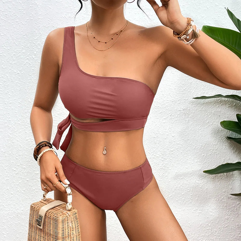 One-Shoulder Cut-Out Bikini Set | Youthful, Comfy & Stylish