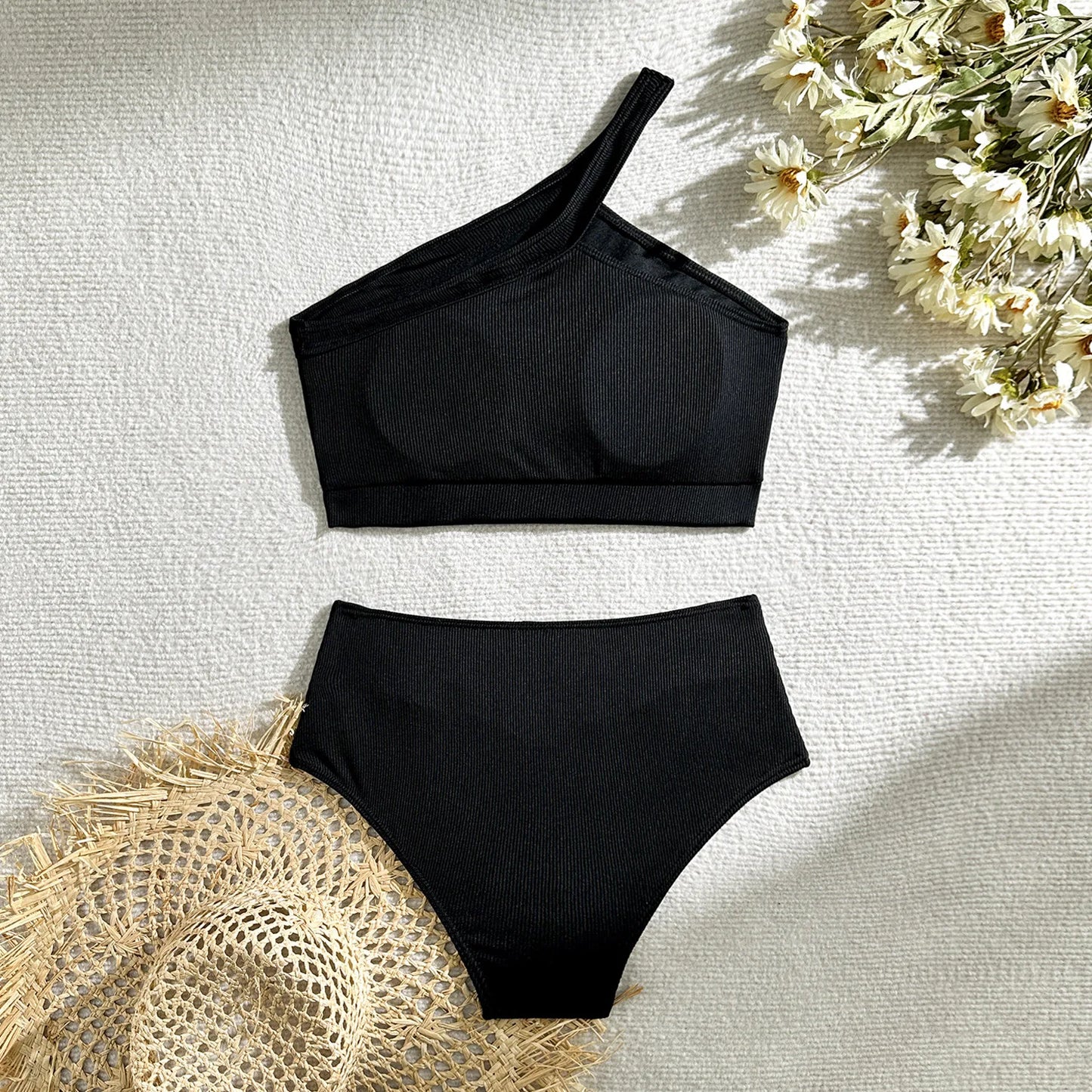 One Shoulder Bikini Set 2025 | Sexy High Waist Push-Up Swimsuit for Women Summer