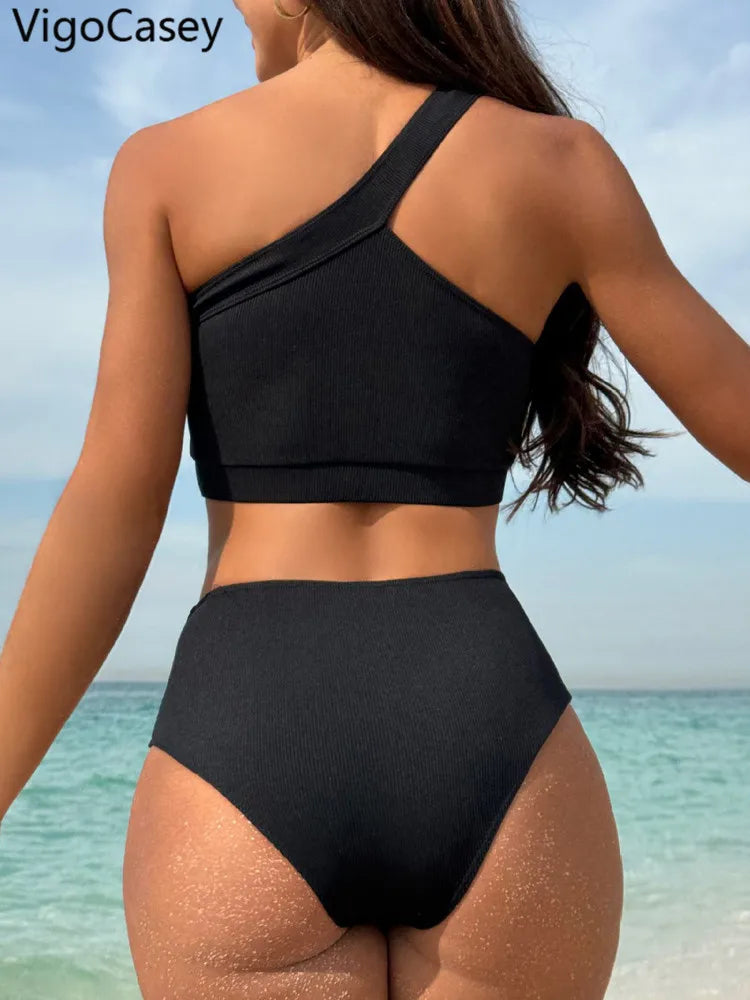 One Shoulder Bikini Set 2025 | Sexy High Waist Push-Up Swimsuit for Women Summer