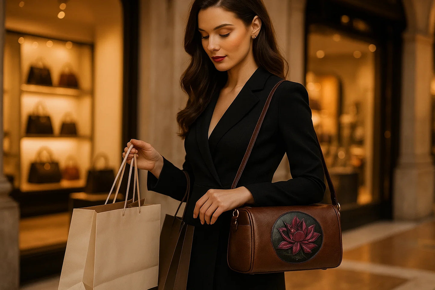 Stijlvolle Schoudertas met Geborduurd Bloemmotief | Crossbodytas voor Dames