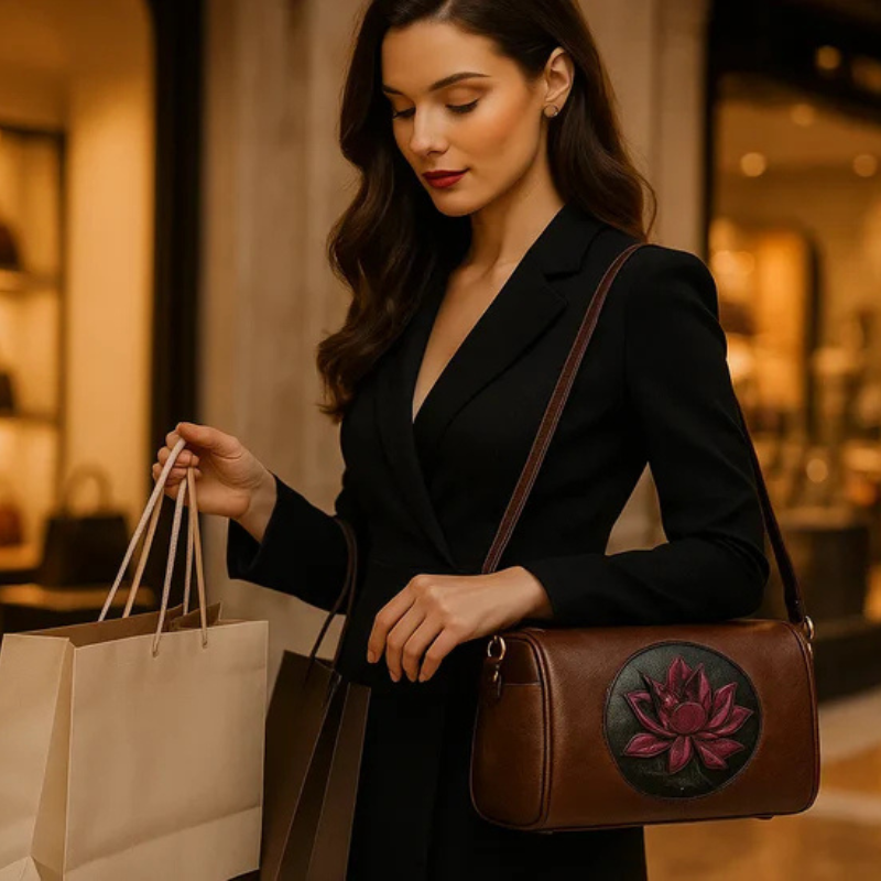 Stijlvolle Schoudertas met Geborduurd Bloemmotief  | Crossbodytas voor Dames