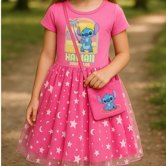 Hot Lilo And Stitch Dress for Girls | 🎁 FREE Matching Bag
