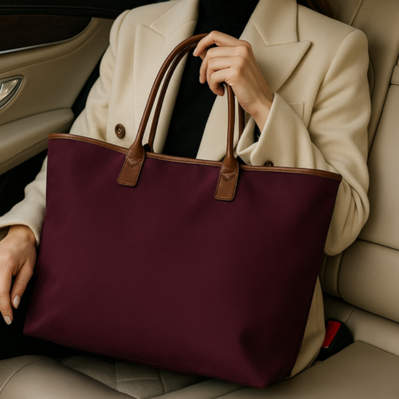 Luxury Canvas Shopper with Leather Handles | Spacious & Stylish