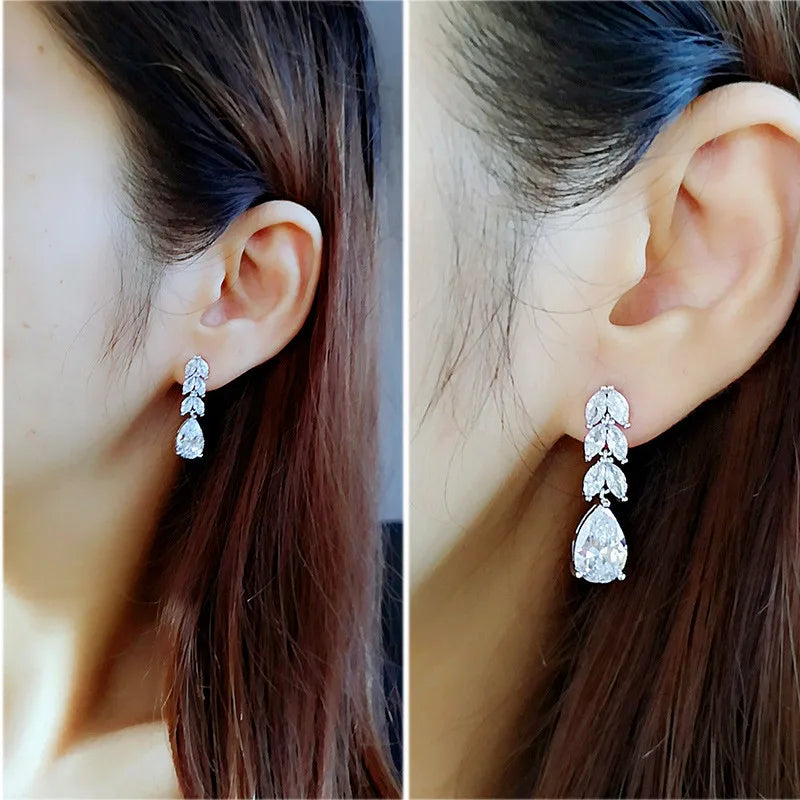 Huitan Women’s AAA Zirconia Drop Earrings | Bridal & Evening Jewelry 2025