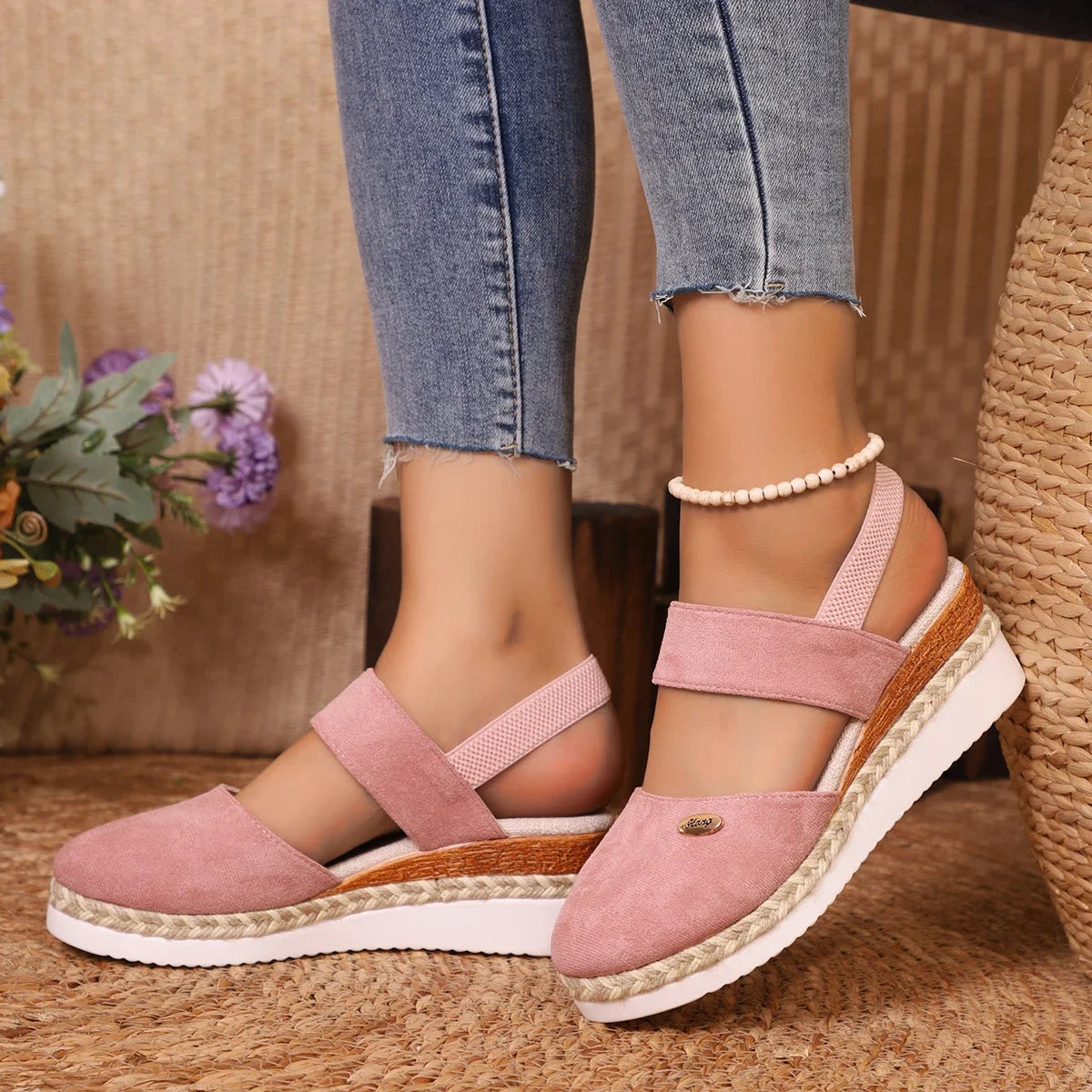 Closed Toe Espadrille Wedge Sandals with Buckle | Summer Gladiator Style Women’s Platform Sandals