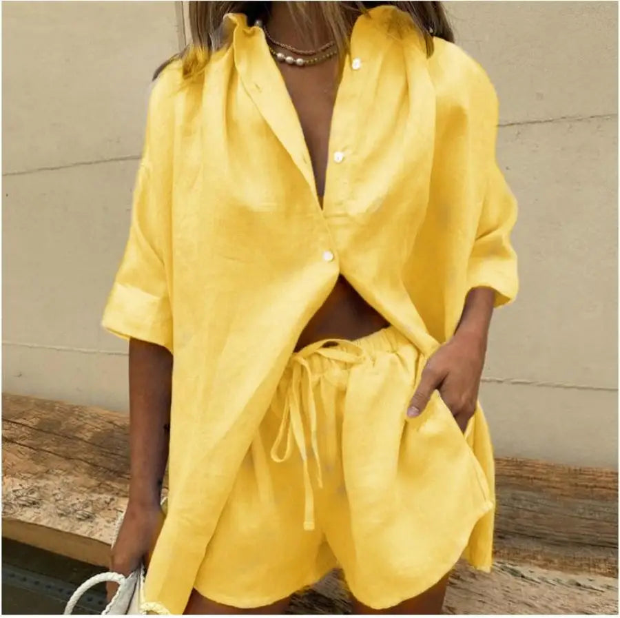 Zomers Dames Set – Losvallend Blouse & Short Tweedelig Casual Outfit