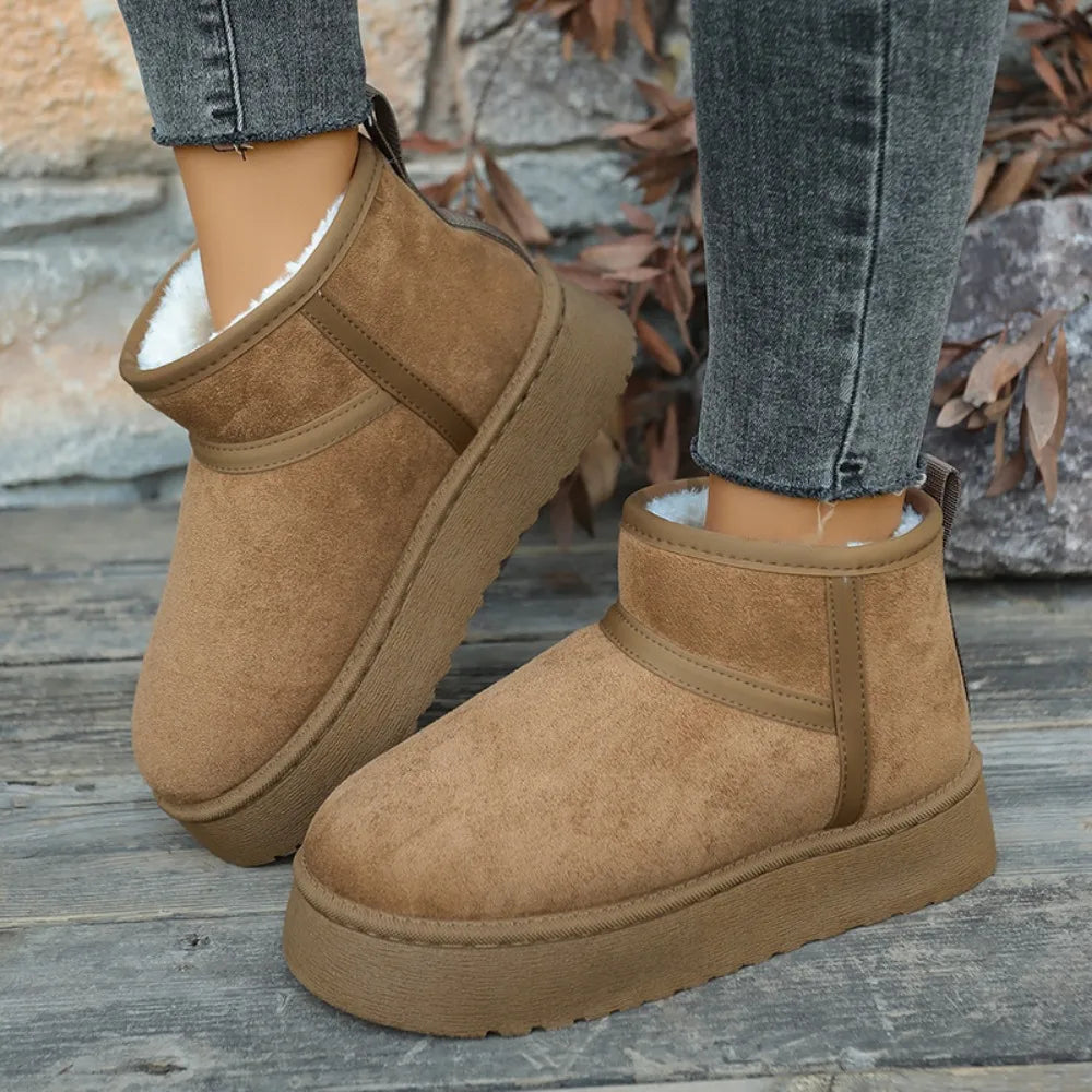 Warme Winter Dames Snowboots | Katoen & Plush | Slip-On Enkelboots