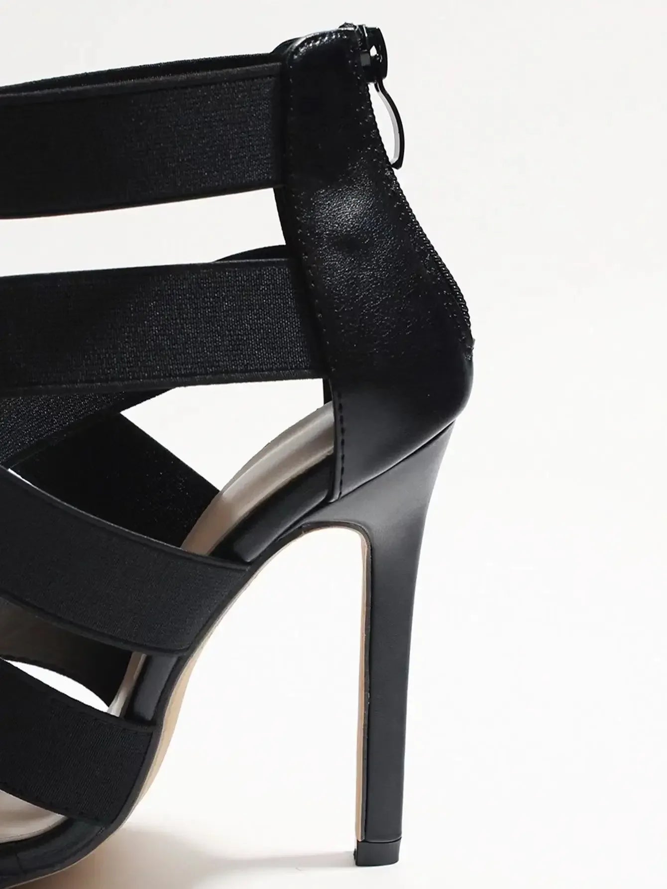 Zwarte Strap Stiletto’s met Ritssluiting – Super Hoge Hakken met Platform | Elegant & Sexy | Voor Feest & Zomer