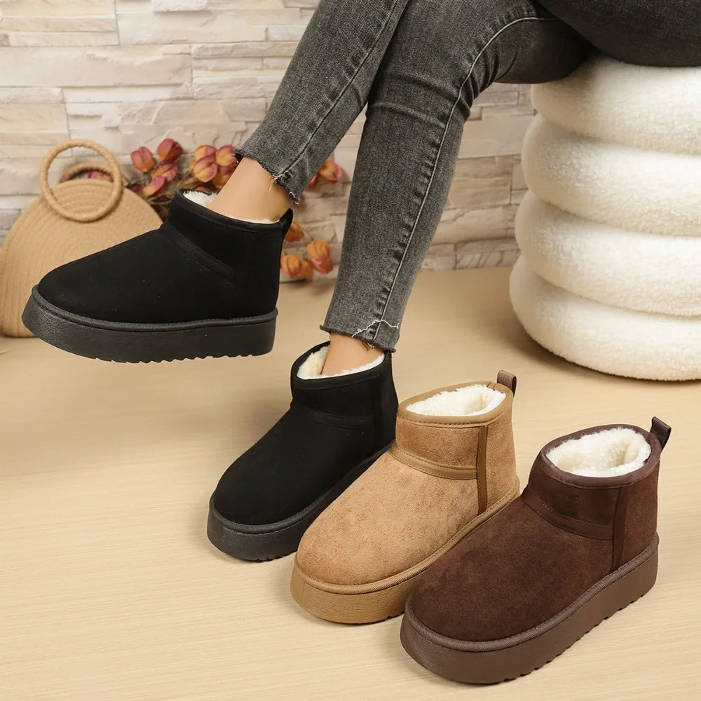 Warme Winter Dames Snowboots | Katoen & Plush | Slip-On Enkelboots