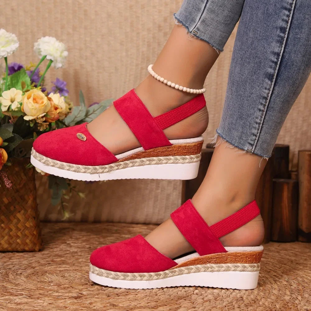 Closed Toe Espadrille Wedge Sandals with Buckle | Summer Gladiator Style Women’s Platform Sandals