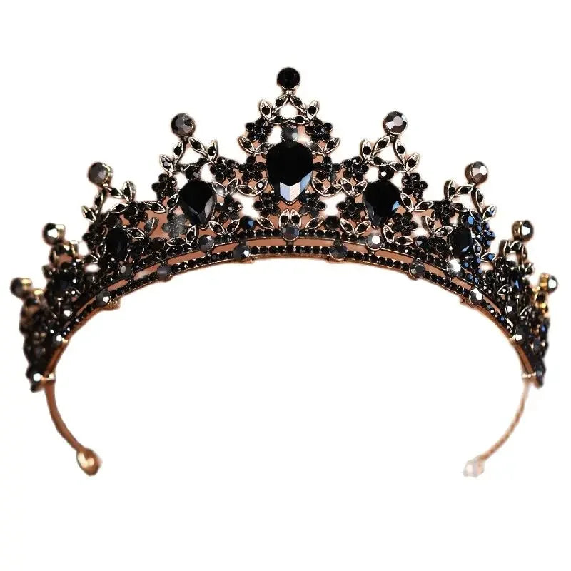 Baroque Black Crystal Bridal Tiara | Women’s Crown & Wedding Hair Accessory