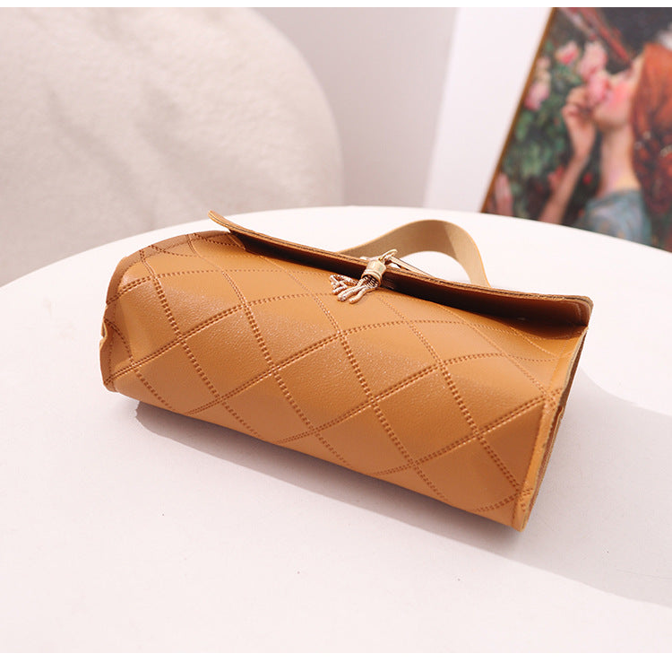 Trendy Damestas 2025 – V-vormige Geblokte Handtas met Ketting & Kwastje | Stijlvolle PU Schoudertas voor Dames | Meerdere Kleuren |