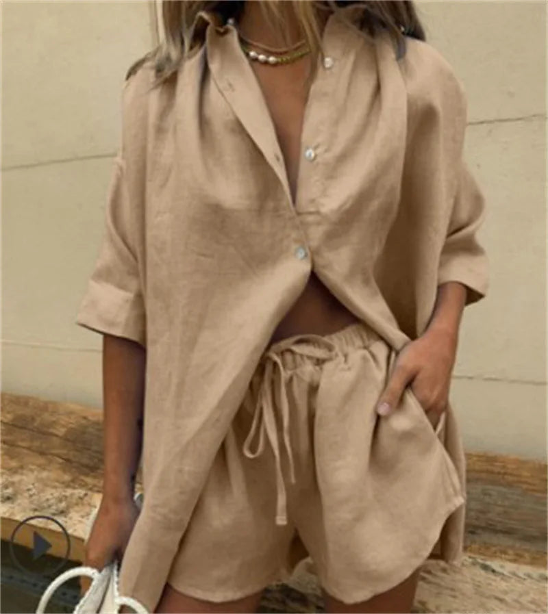Zomers Dames Set – Losvallend Blouse & Short Tweedelig Casual Outfit