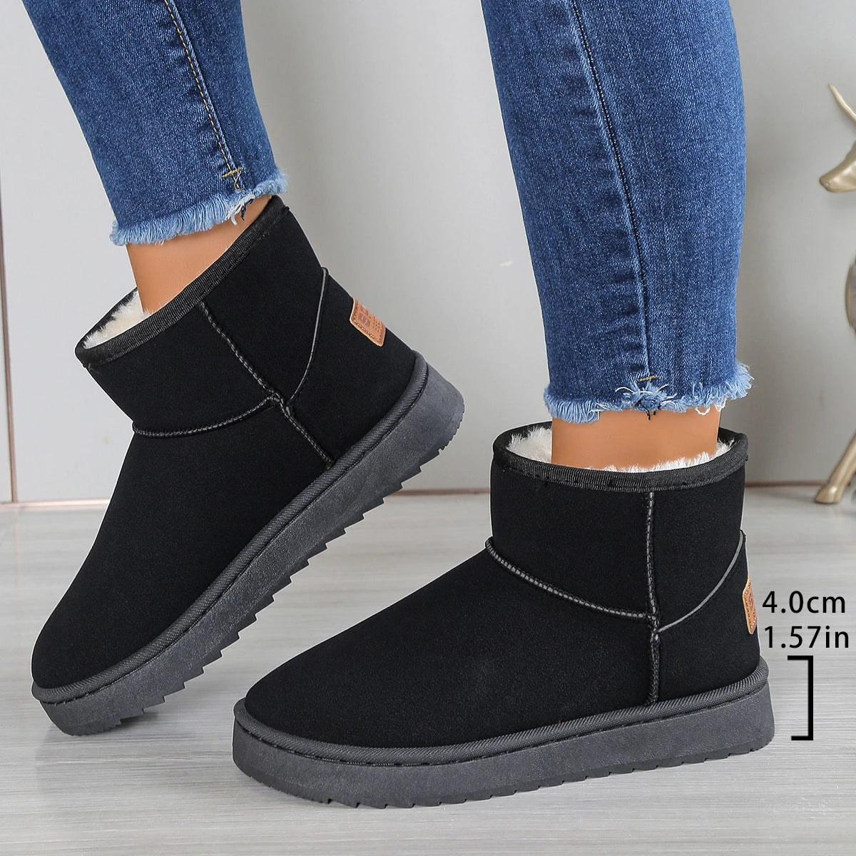 Women’s Winter Snow Boots | Suede Slip-On Ankle Boots with Plush Lining