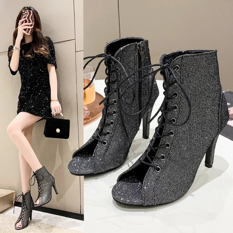 Dames Stiletto Hakken met Vetersluiting en Open Teen – Elegante Zomerse Gladiator Sandalen