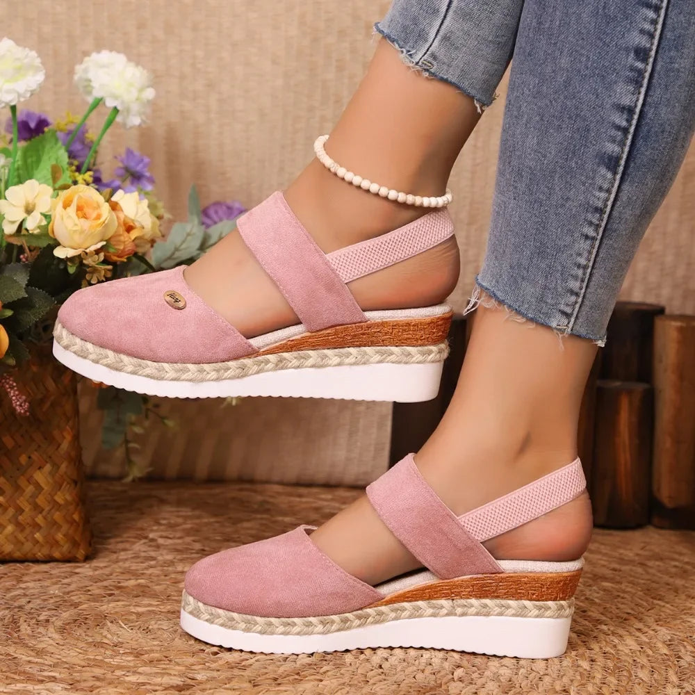 Closed Toe Espadrille Wedge Sandals with Buckle | Summer Gladiator Style Women’s Platform Sandals