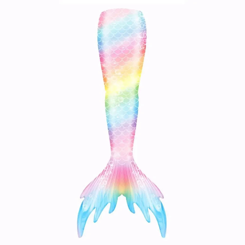 3-Piece Mermaid Swimsuit for Girls | Princess Style Bikini Set with Rainbow Tail | Kids Swimwear