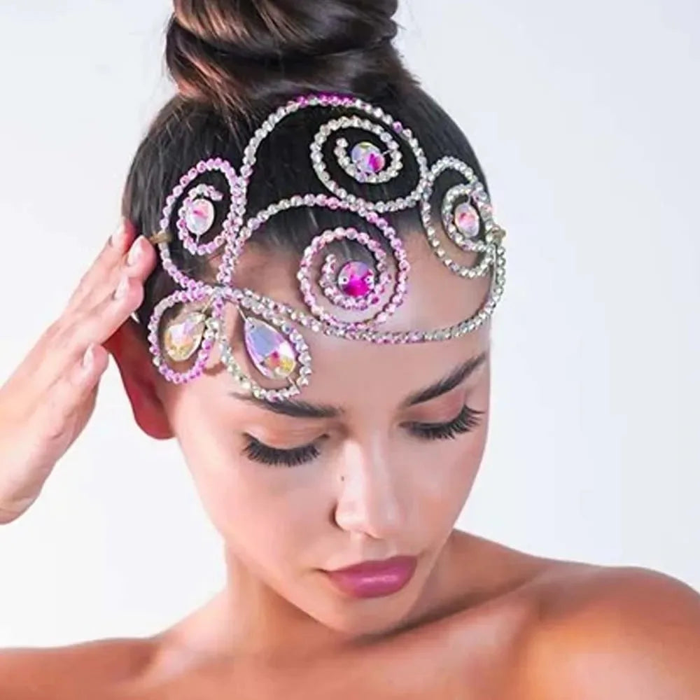 Elegant Boho Rhinestone Headpiece for Women | Sparkling Belly Dance Headdress, Ballroom & Party Hair Accessory
