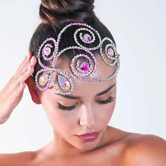 Luxe Boho Sierlijke Rhinestone Hoofdsieraad – Dames Headdress voor Buikdans, Gala & Feest – Kristallen Haarband
