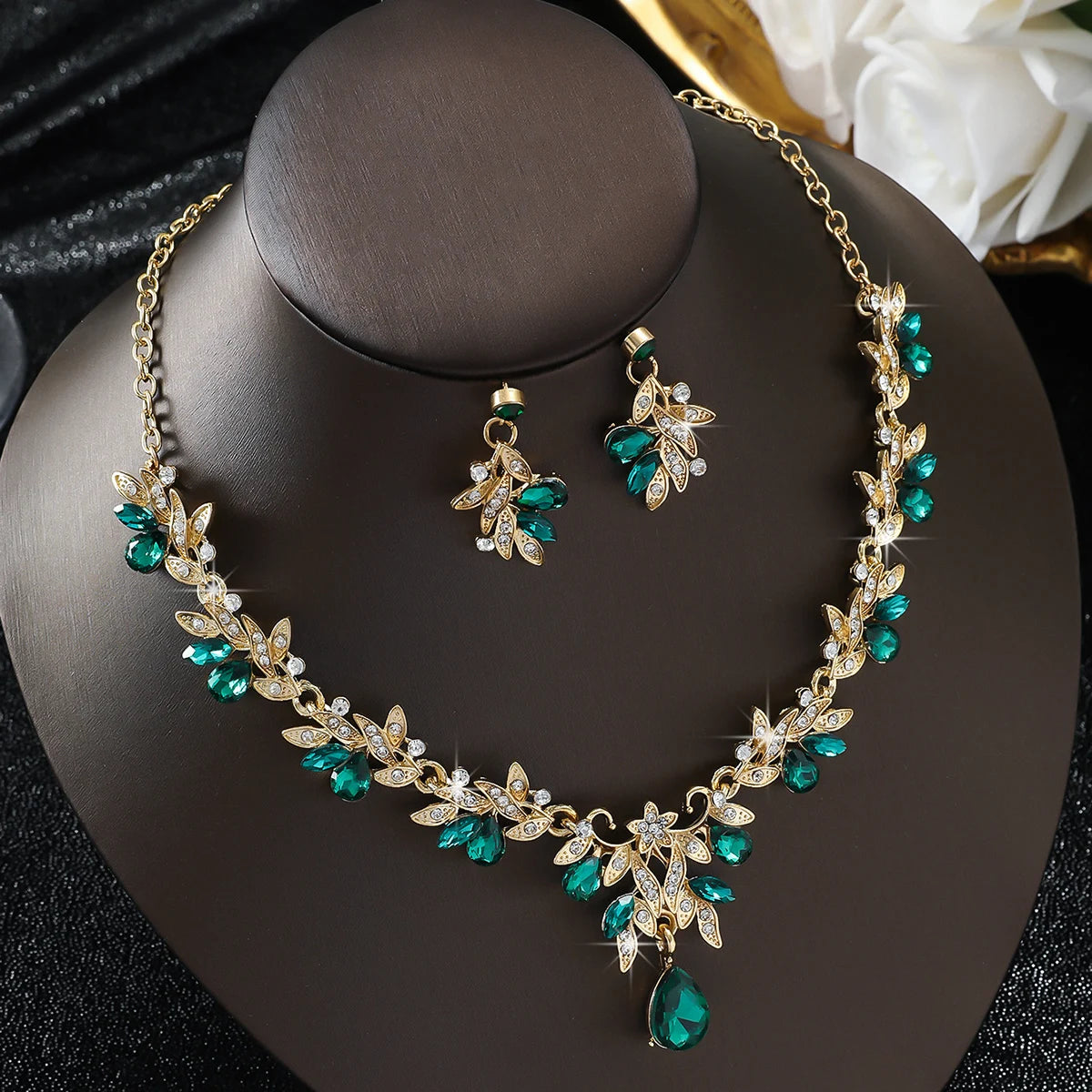 Women’s Jewelry Set | Leaf Design Necklace & Earrings Light Luxury Style