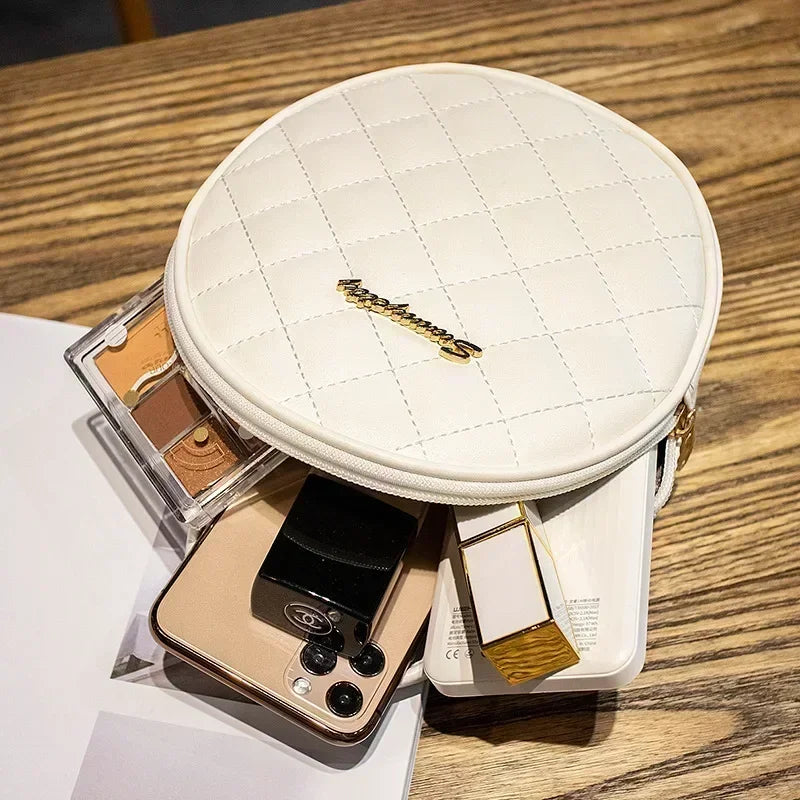 Ronde Damestas – Trendy Kleine Crossbody Tas met Borduursel & Ritssluiting | Zomerse Schoudertas 2025