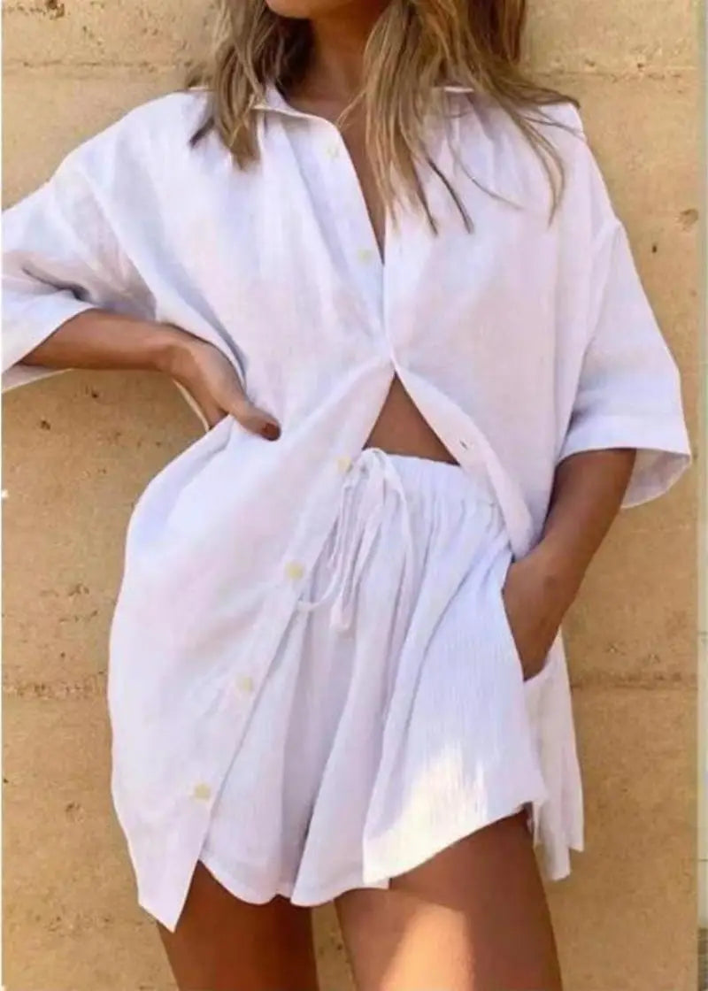 Zomers Dames Set – Losvallend Blouse & Short Tweedelig Casual Outfit