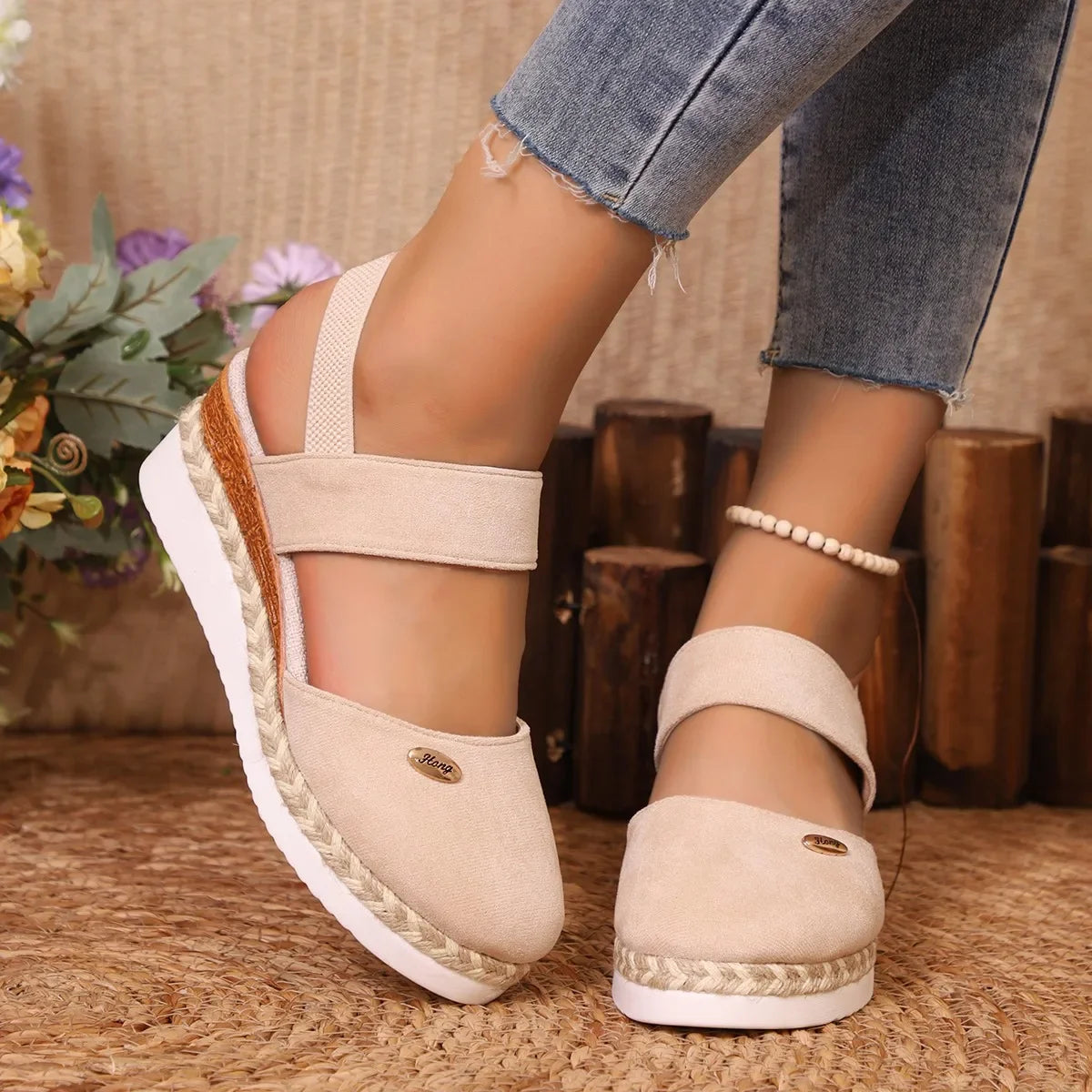 Closed Toe Espadrille Wedge Sandals with Buckle | Summer Gladiator Style Women’s Platform Sandals