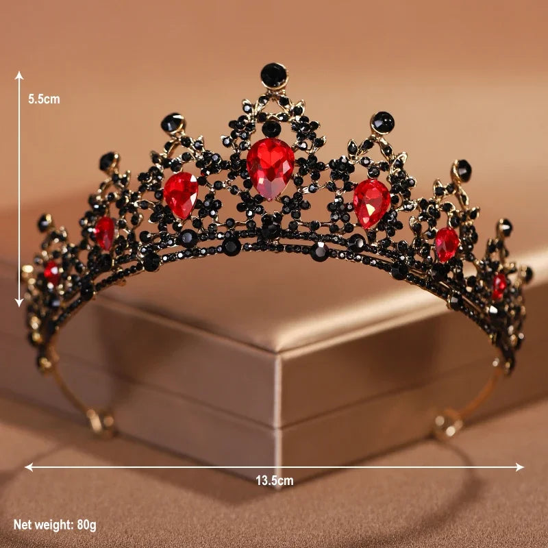 Baroque Black Crystal Bridal Tiara | Women’s Crown & Wedding Hair Accessory
