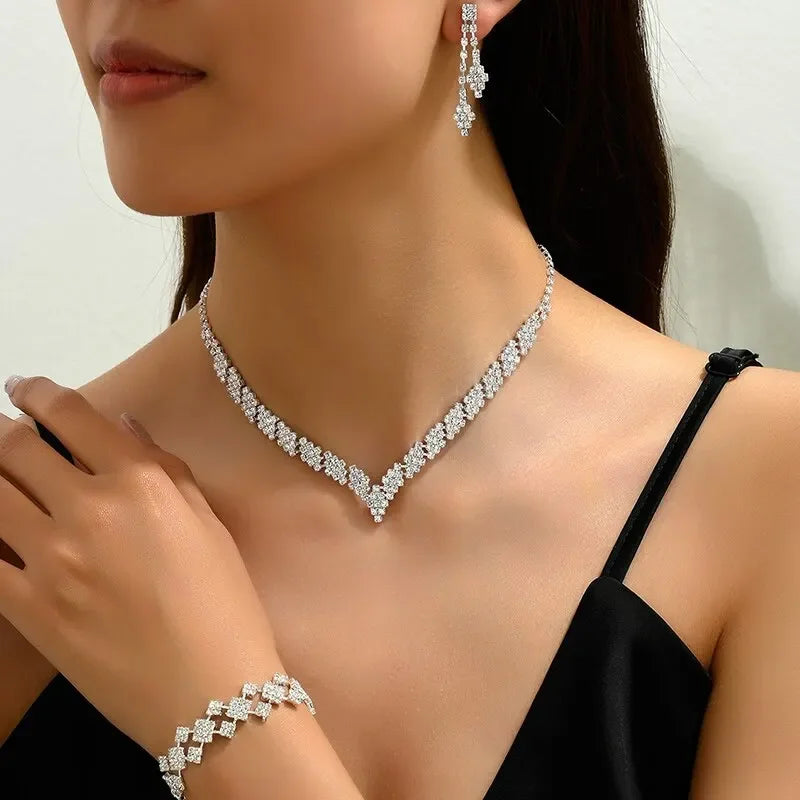 Women’s Jewelry Set Wedding 2025 | Claw Chain Necklace, Earrings & Bracelet
