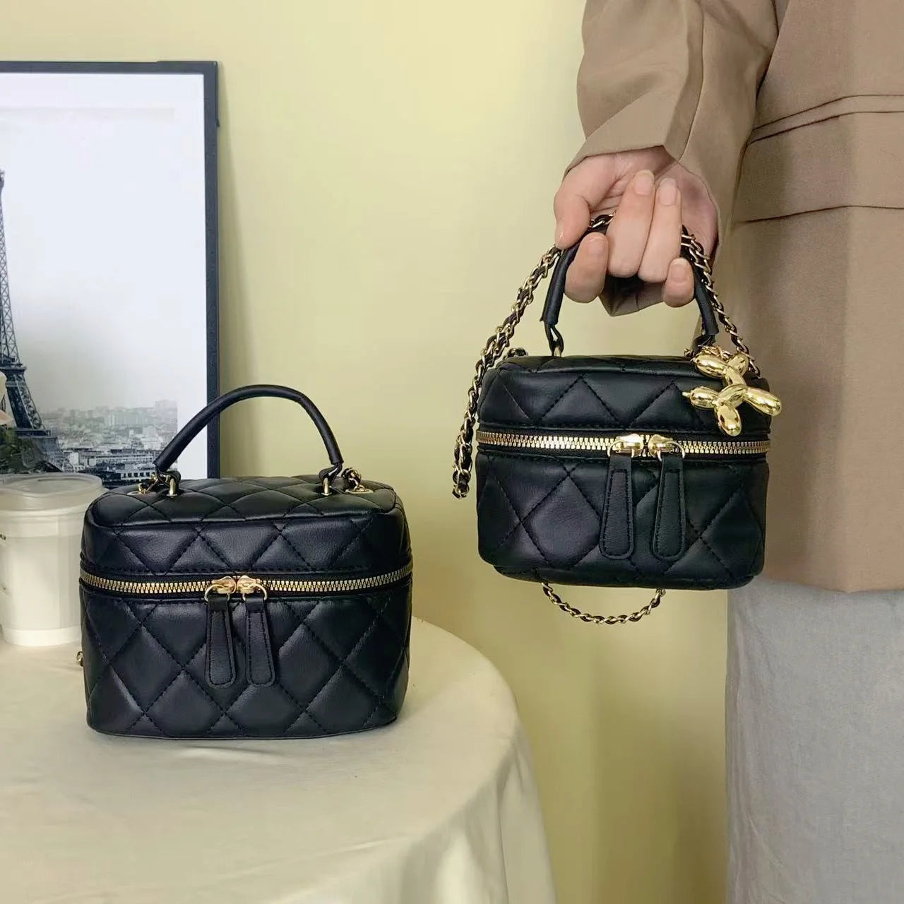 Y2K Dames Box Tas – Trendy Schoudertas met Ketting & Schattige Hondenhanger 2025