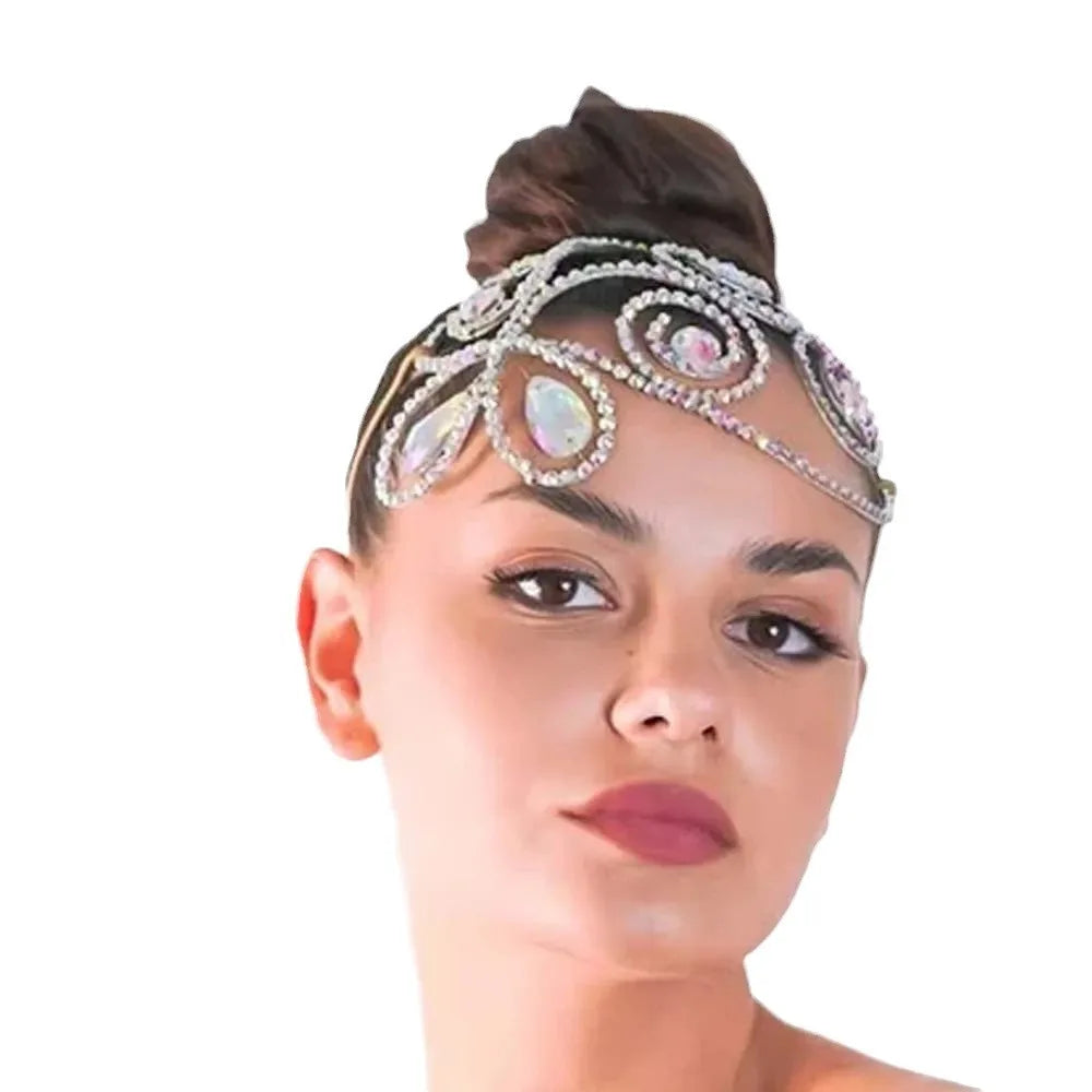 Elegant Boho Rhinestone Headpiece for Women | Sparkling Belly Dance Headdress, Ballroom & Party Hair Accessory