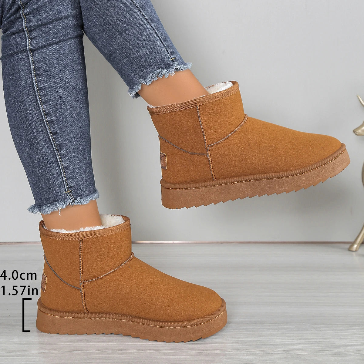 Women’s Winter Snow Boots | Suede Slip-On Ankle Boots with Plush Lining