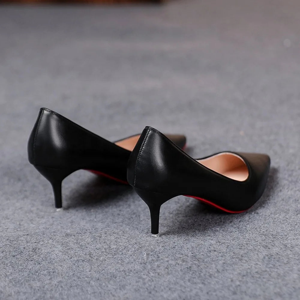 Black Pointed Toe High Heels for Women | Elegant Slip-On Pumps with Thin Heel