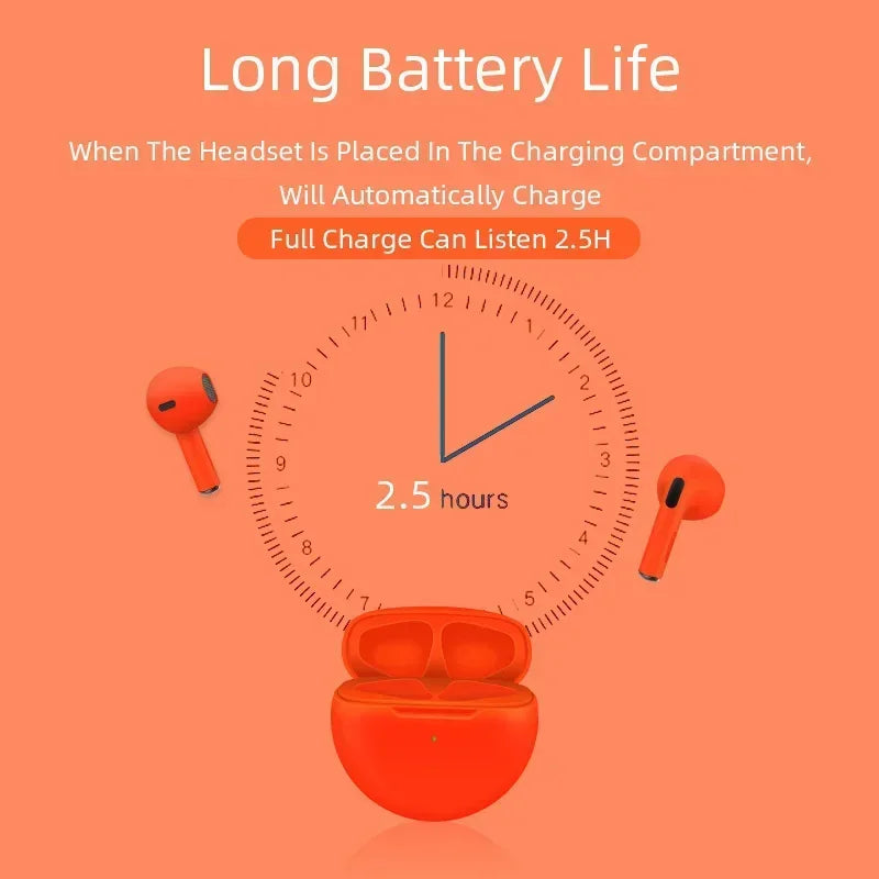 Air Pro 6 Draadloze Oordopjes – Bluetooth 5.3 | Touch Control | 24 Uur Batterij | Compatibel met Android, iOS & Windows