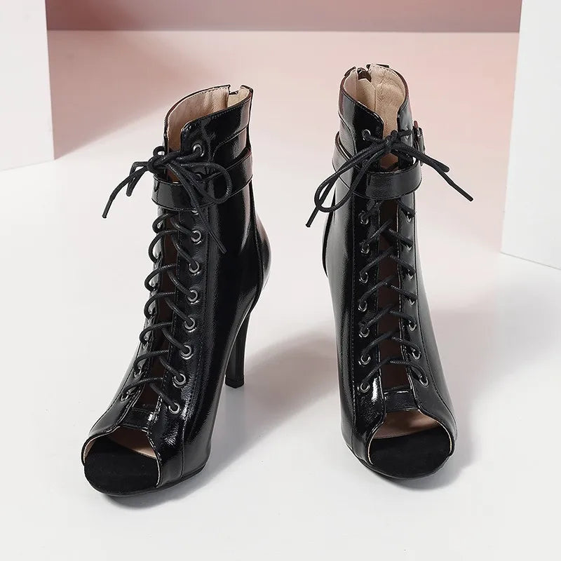 Girls Latin Dance Shoes Women Modern Dance Salsa High-Top Sandals Dance Hall Shoes Ladies Fashion Sexy High-Heeled PU Boots