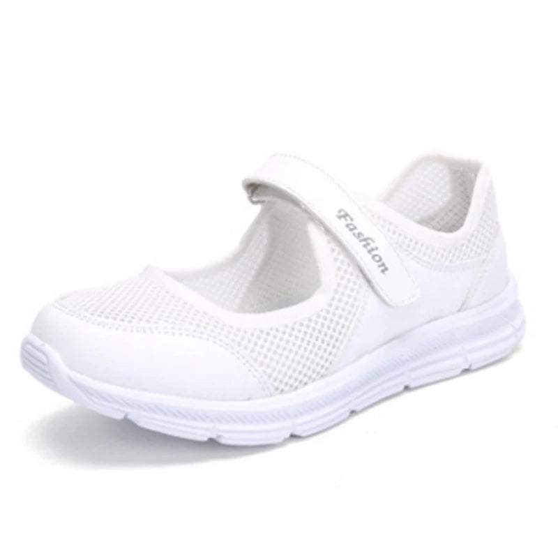 Women’s Breathable Mesh Walking Sneakers | Lightweight Hook & Loop Trainers