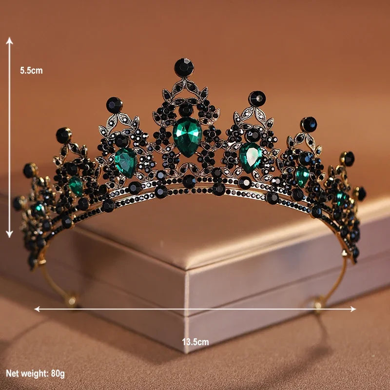Baroque Black Crystal Bridal Tiara | Women’s Crown & Wedding Hair Accessory