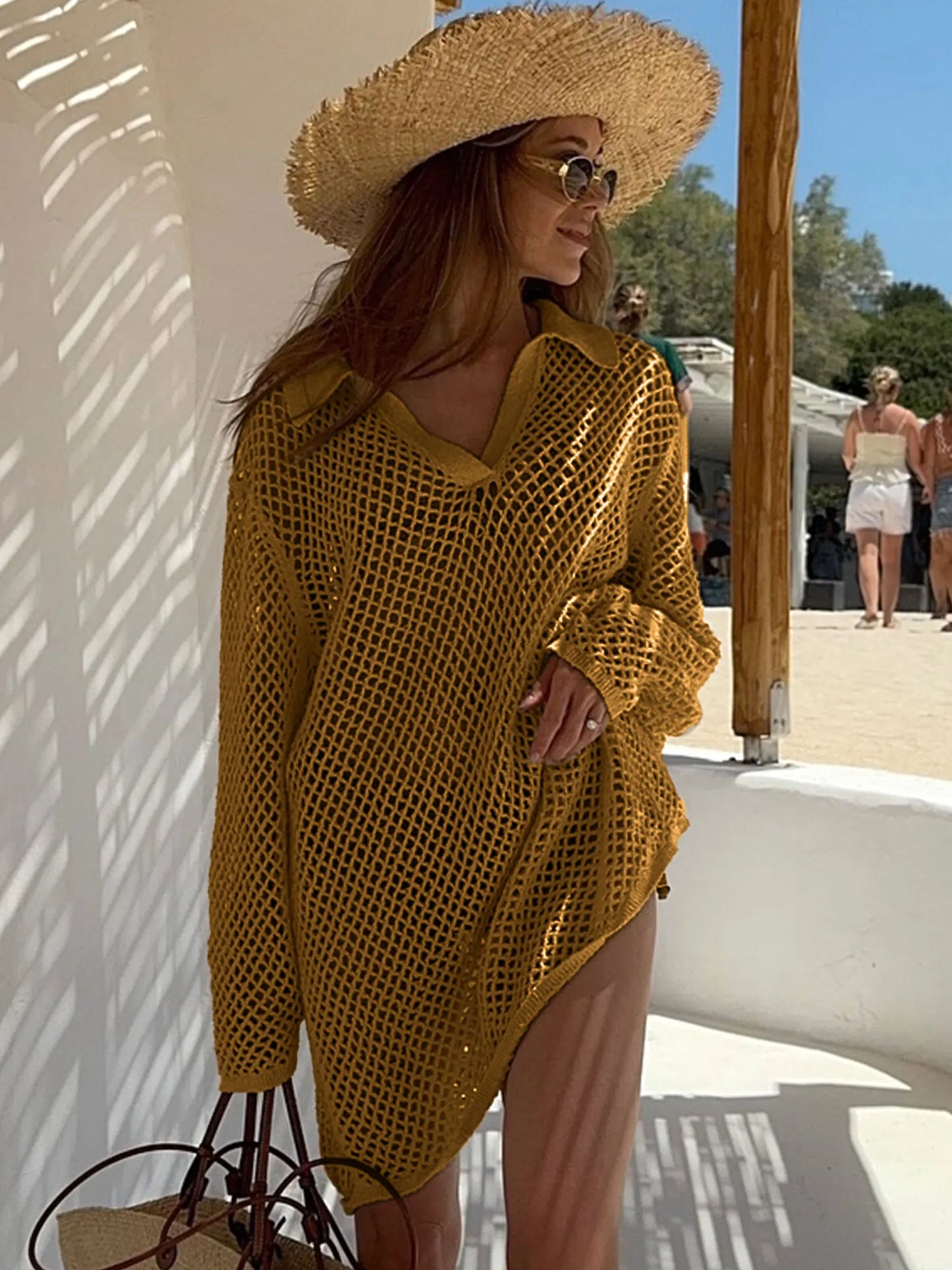 Luxury Crochet Beach Dress with Long Sleeves | Stylish Boho Summer Dress 2025
