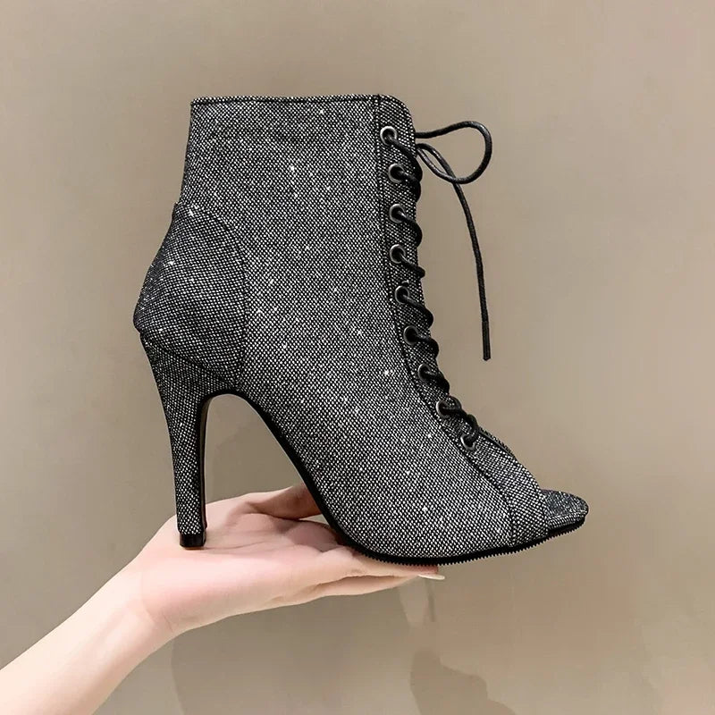 Dames Stiletto Hakken met Vetersluiting en Open Teen – Elegante Zomerse Gladiator Sandalen