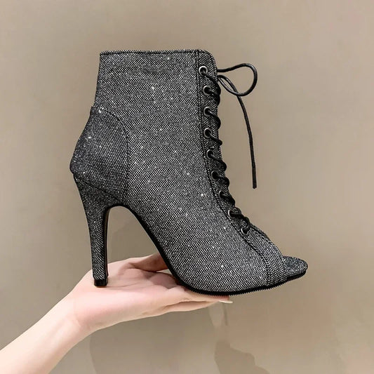 Dames Stiletto Hakken met Vetersluiting en Open Teen – Elegante Zomerse Gladiator Sandalen