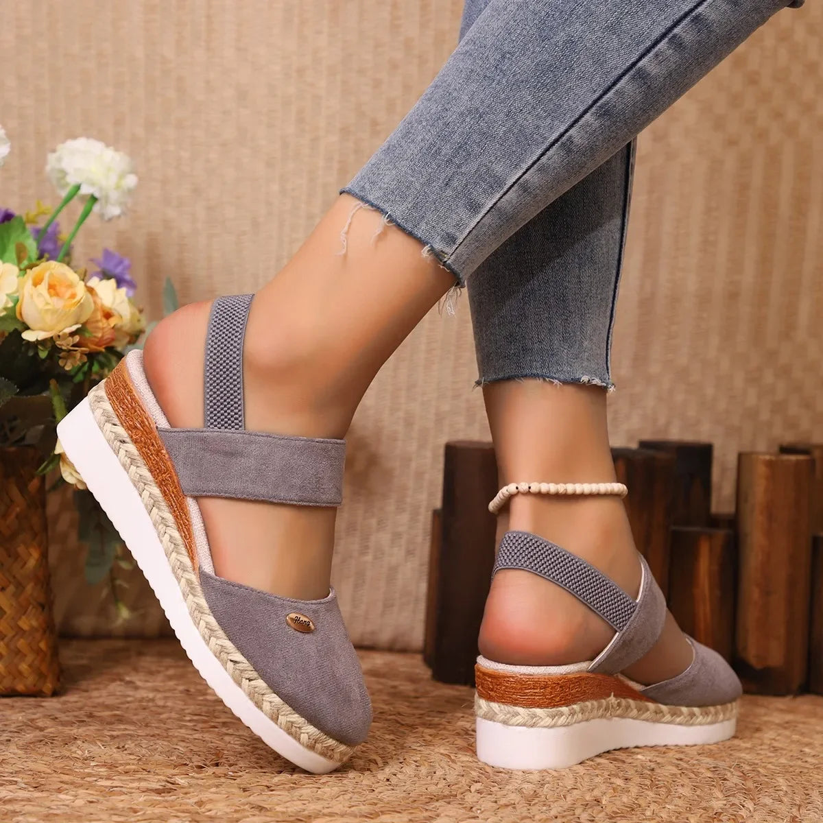 Closed Toe Espadrille Wedge Sandals with Buckle | Summer Gladiator Style Women’s Platform Sandals