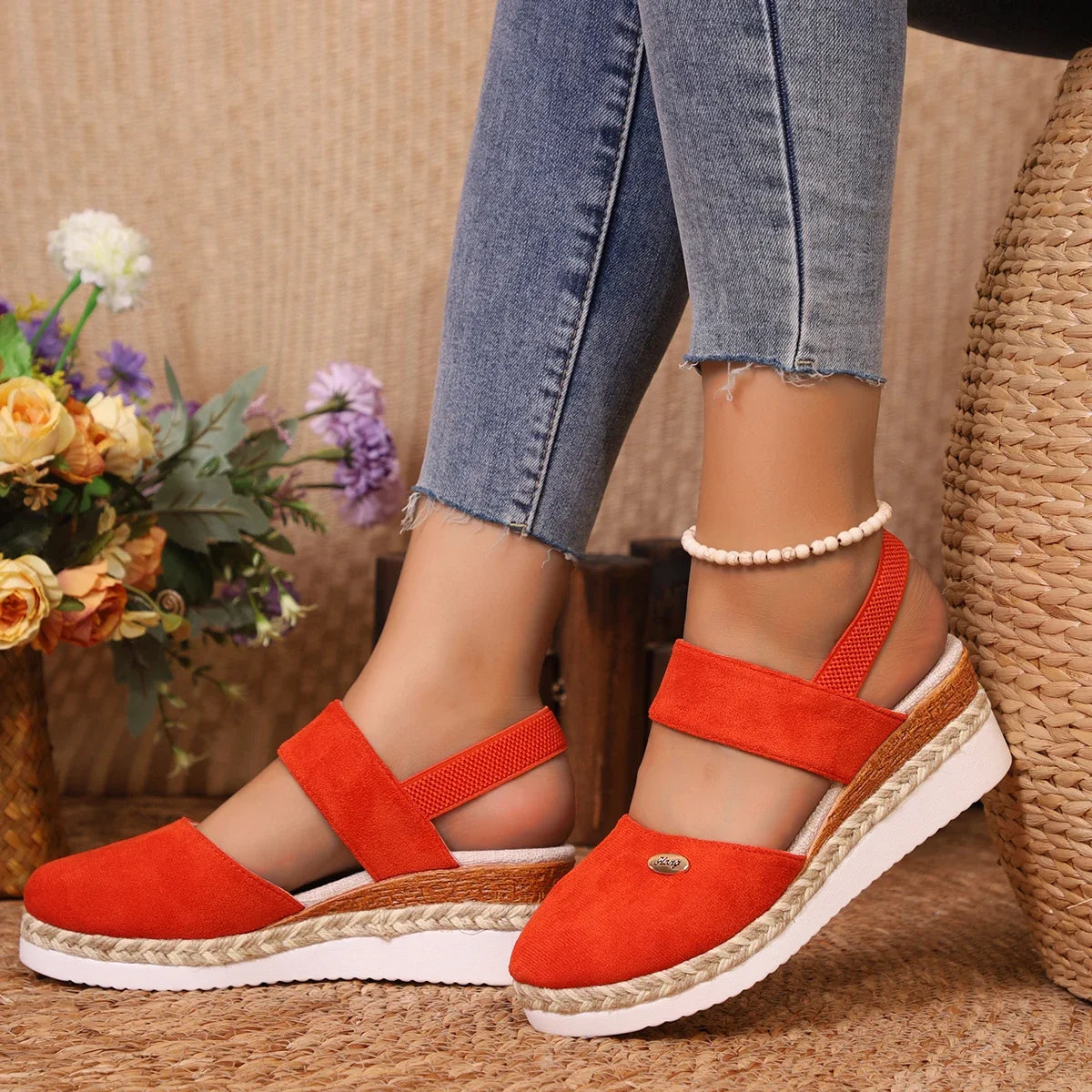Closed Toe Espadrille Wedge Sandals with Buckle | Summer Gladiator Style Women’s Platform Sandals