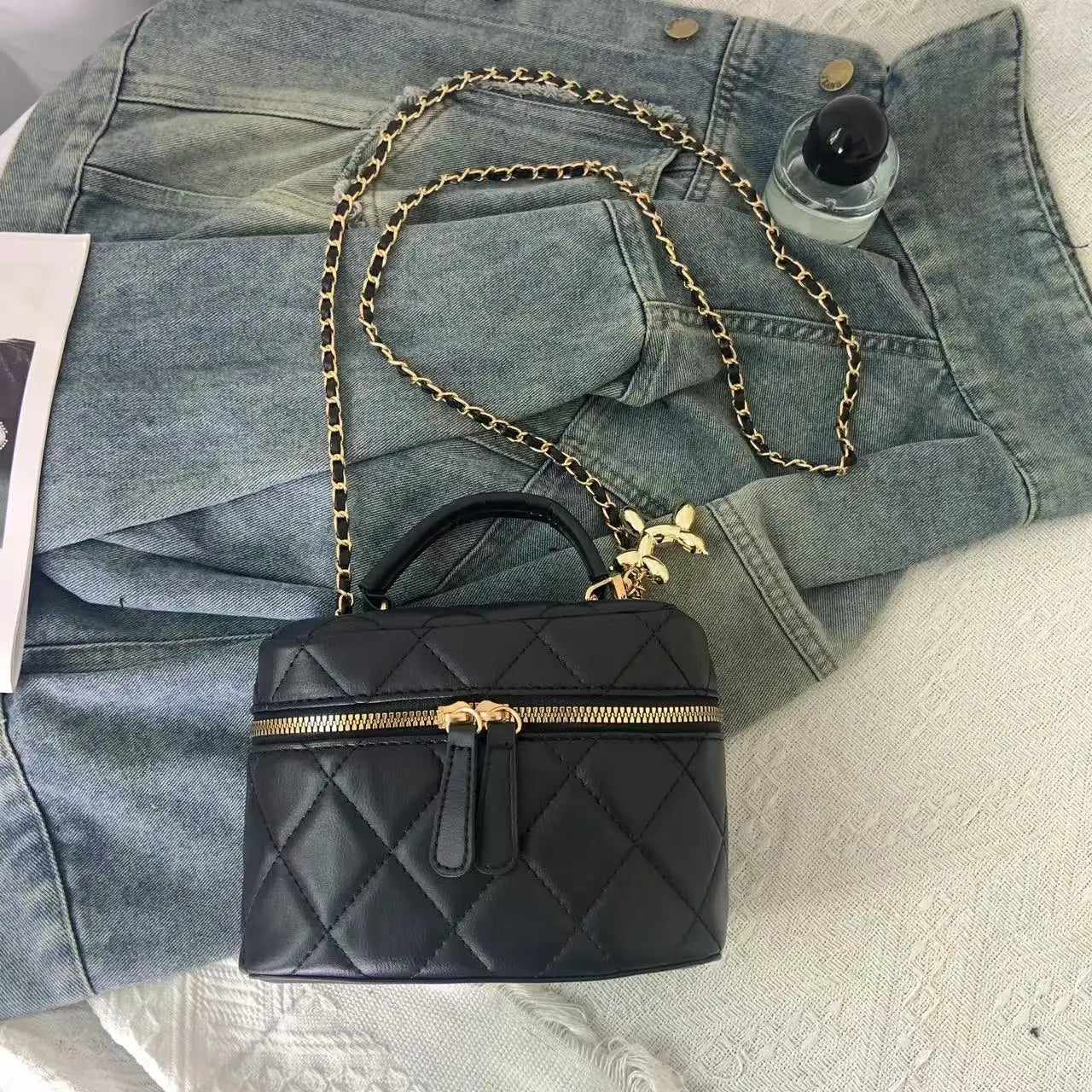 Y2K Dames Box Tas – Trendy Schoudertas met Ketting & Schattige Hondenhanger 2025