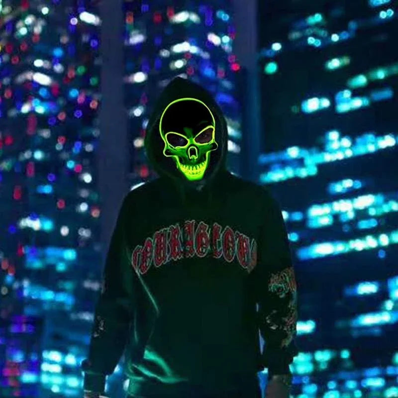 LED Halloween Schedel Masker | Oplichtend Cosplay &amp; Horror Feestmasker 2025