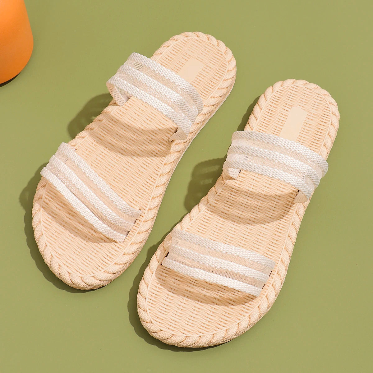 Dames Zomerslippers met Dubbele Band | Lichtgewicht Antislip Sandalen met Platform – Beige