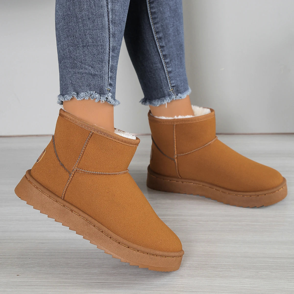 Women’s Winter Snow Boots | Suede Slip-On Ankle Boots with Plush Lining