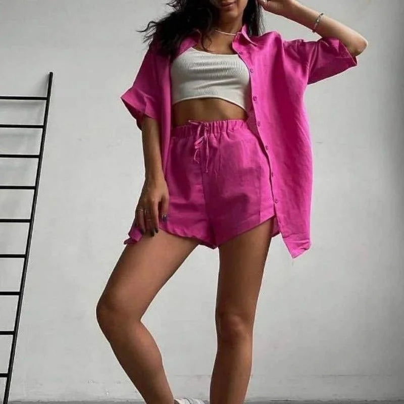 Zomers Dames Set – Losvallend Blouse & Short Tweedelig Casual Outfit